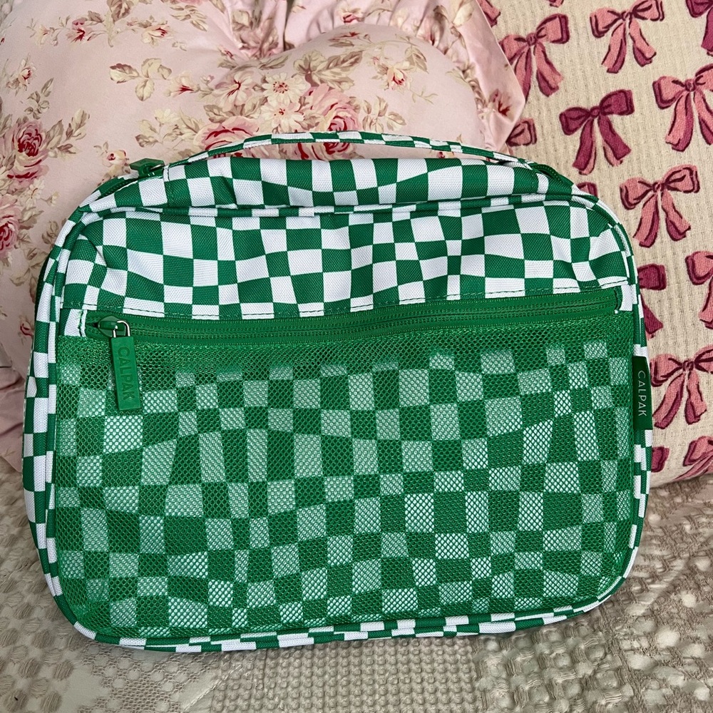 Green Checkered Travel Tech Case